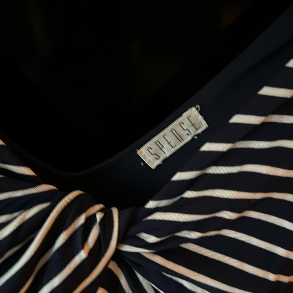 Spence twist top striped navy white soft flowy dress